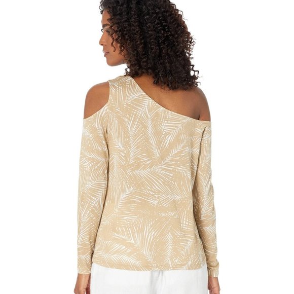 Michael Kors Plus Size Asymmetric Cold-Shou Khaki - Picture 2 of 4